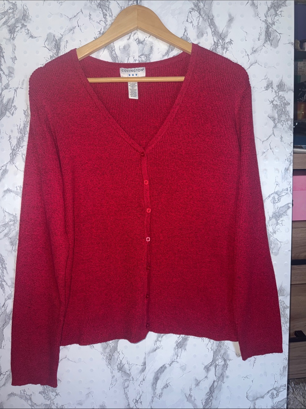 Covington V-Neck Button-Up Cardigan Red Size XL